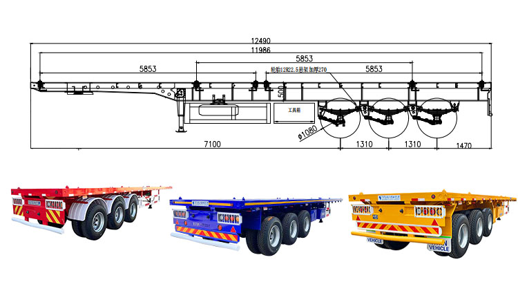 3 Axle 40 Ft Semi Truck Flatbed Trailer | Flatbed Truck Trailer for Sale in Mexico