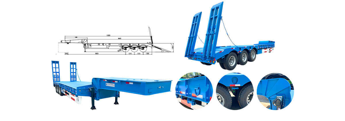 3 Axle 4 Axle 60 Ton 100 Ton Semi Low Bed Trailer Truck for Sale in Mexico