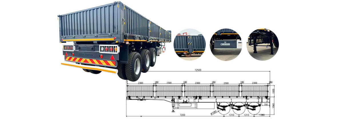 3 Axle 60 Ton Fence Semi Trailer for Sale in Mexico | Side Wall Trailer for Sale in Mexico