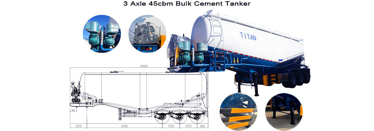 3 Axle Bulk Cement Tanker | Bulk Cement Trailer for Sale in Mexico