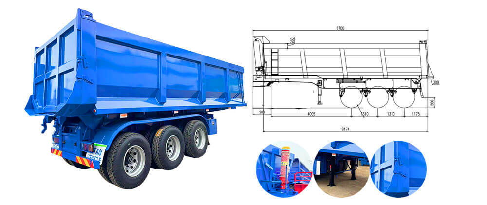 3 Axle 4 Axle End Dump for Sale | End Dump Trailer for Sale in Mexico
