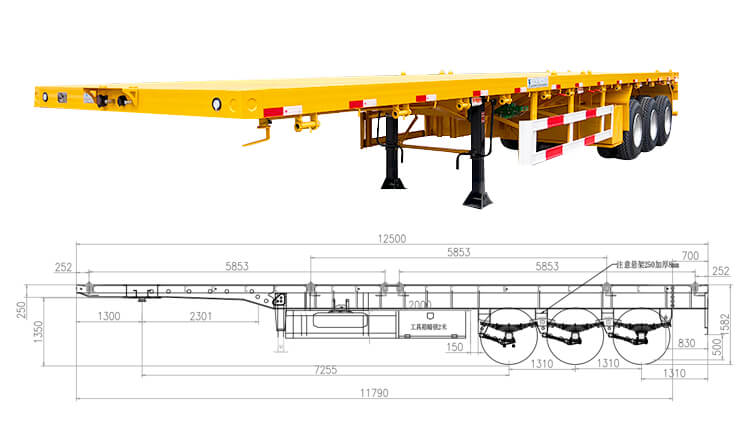 Flatbed Trailer Design |3 Axle 40ft Flat Bed Trailer for Sale Price in Mexico