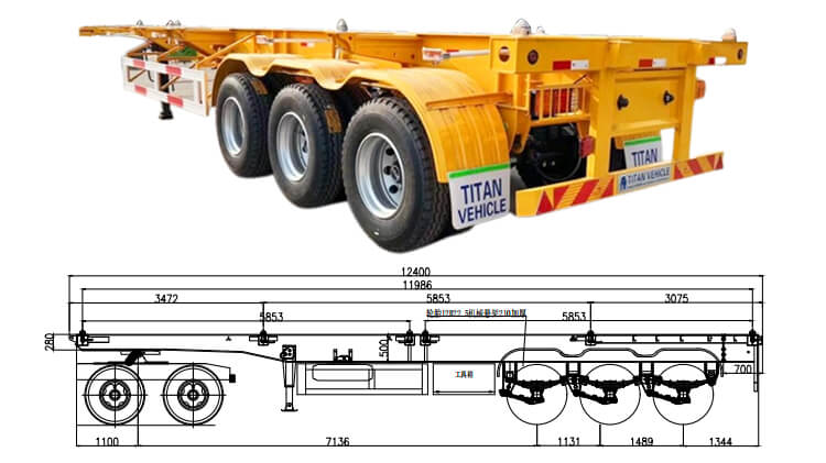 Container Carrier Trailer | 3 Axle 40 Foot Container Chassis for Sale Price in Mexico