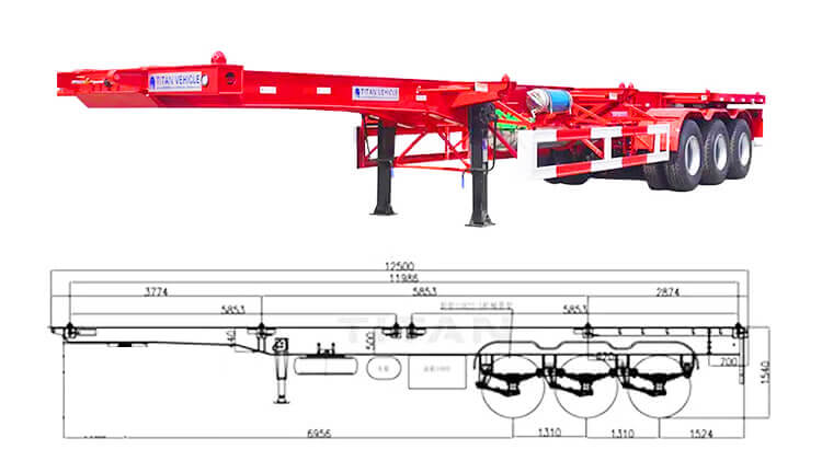 New Tri Axle Container Chassis - 40 Ft Container Trailer for Sale in Mexico
