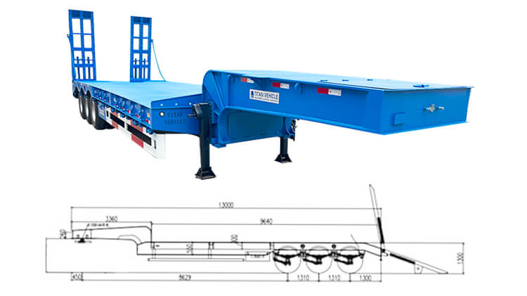 60 Ton 3 Axle Low Bed Trailer Truck - Low Bed Truck for Sale in Mexico