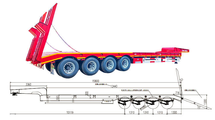 4 Axle 100 Ton Lowbed Trailer for Sale in Mexico