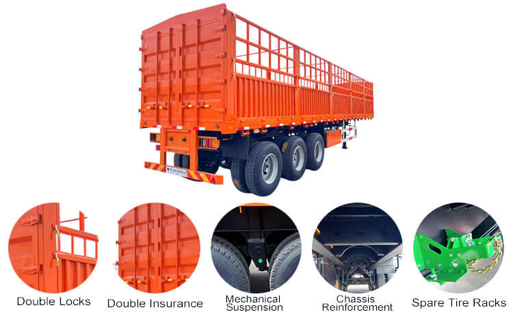 3 Axle Stake Trailer - Animal Transport Fence Semi Trailer for Sale in Mexico