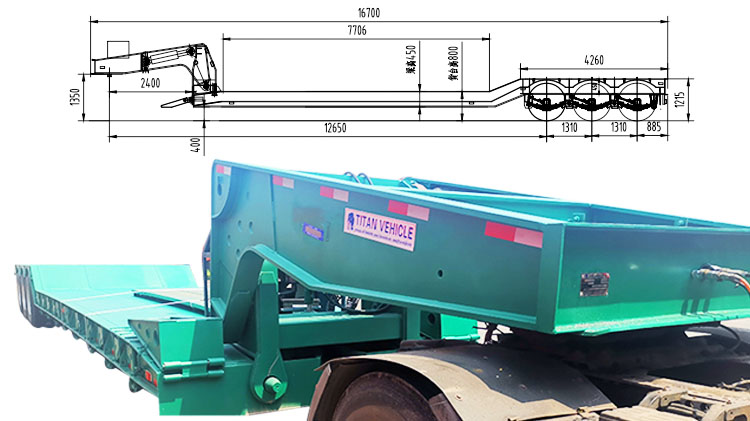 3 Axle Excavator Lowboy Semi Trailer for Sale in Mexico