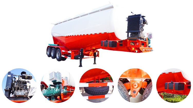 3 Axle 35 CBM Cement Bulker Price | Cement Tanker Truck Trailer for Sale in Mexico