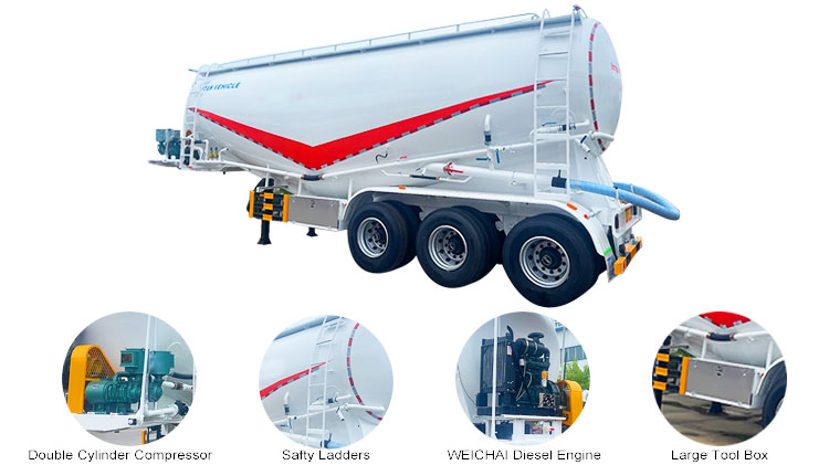 3 Axle 45 CBM Bulk Truck Transporter | Silo Trailer for Sale in Mexico