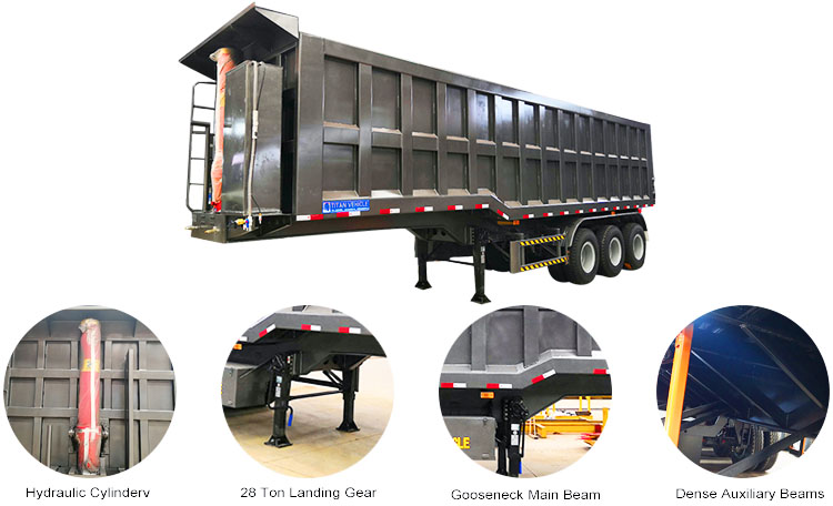 3 Axle 50 Ton 60 Ton Dump Semi Trailer - End Dump for Sale in Mexico