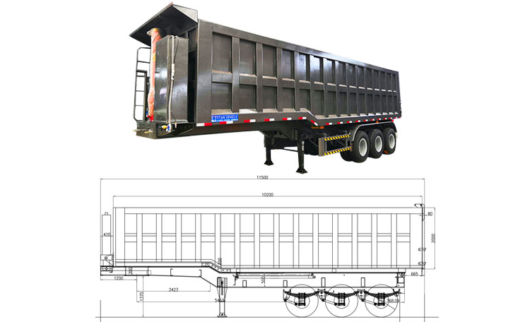 3 Axle 50 Ton 60 Ton Dump Semi Trailer - End Dump for Sale in Mexico