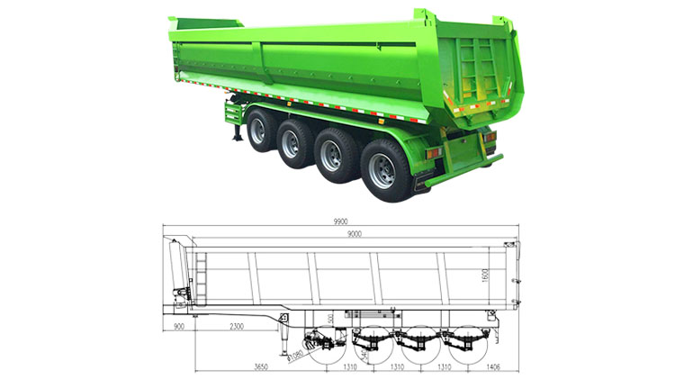 Tipper Semi Trailer - 4 Axle 60 Ton Tip Tralier for Sale in Mexico