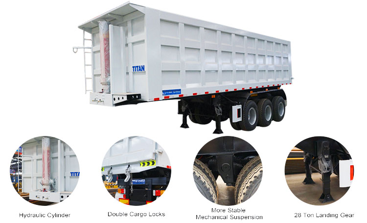 3 Axle 35 CBM Dump Truck Trailer - End Dump Trailer for Sale in Mexico