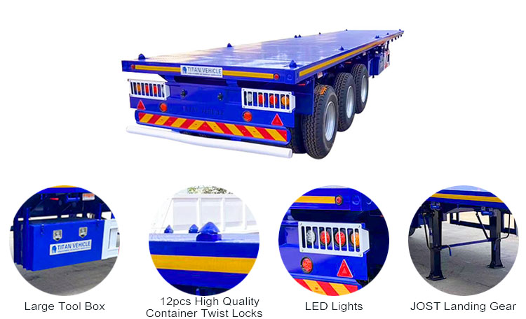 Flat Bed Semi Trailer - 3 Axle Flatbed Tractor Trailer for Sale in Mexico