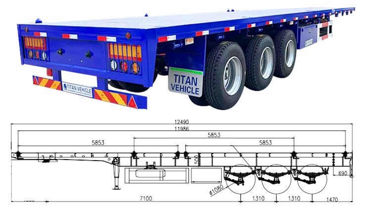 40ft 3 Axle Platform Semi Trailer - Platform Trailer for Sale in Mexico