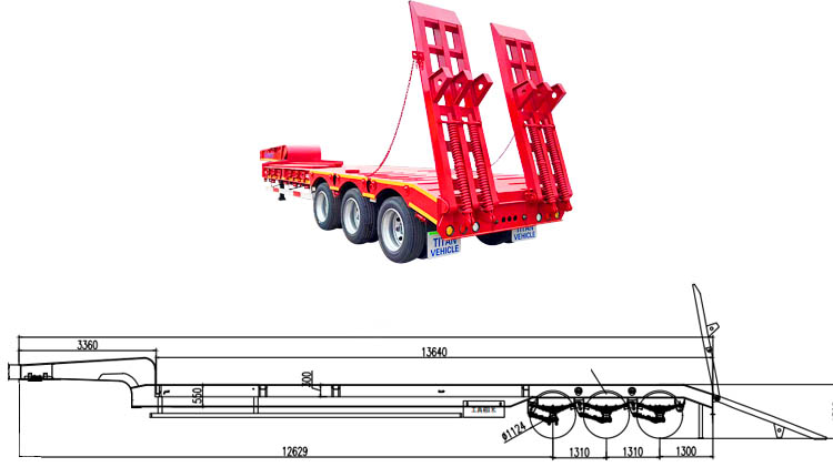 Low Bed Truck Price - 3 Axle 60 Ton Lowbed Trailer for Sale in Mexico