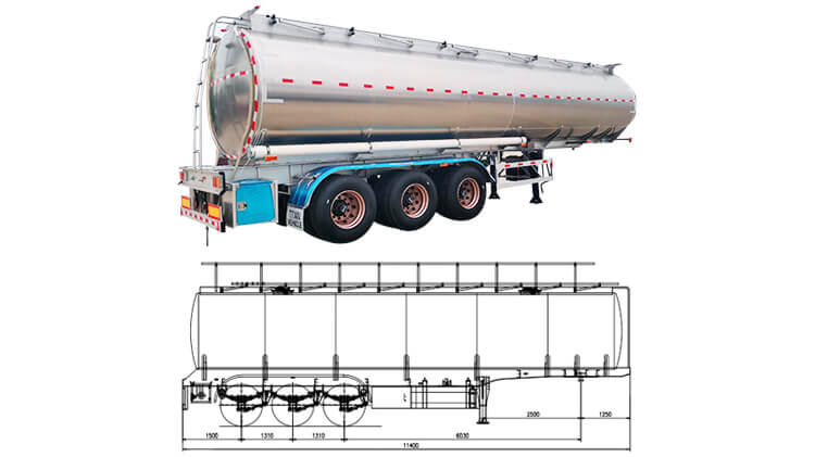 3 Axle 40000 Liters Aluminum Tanker Semi Trailer for Sale in Mexico