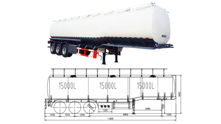 3 Axle 45000L Diesel Tanker Trailer for Sale in Mexico