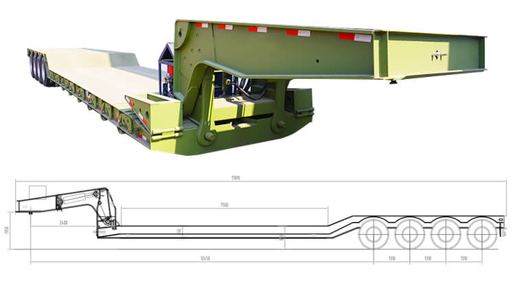 Heavy Duty 4 Axle Lowboy Trailer for Sale in Mexico
