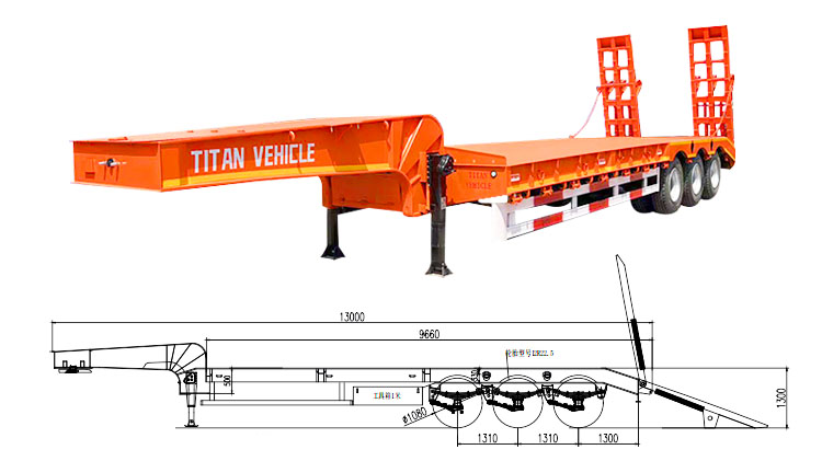 3 Axle 60 Ton Semi Low Bed Trailer - Low Bed Semi Trailer for Sale in Mexico