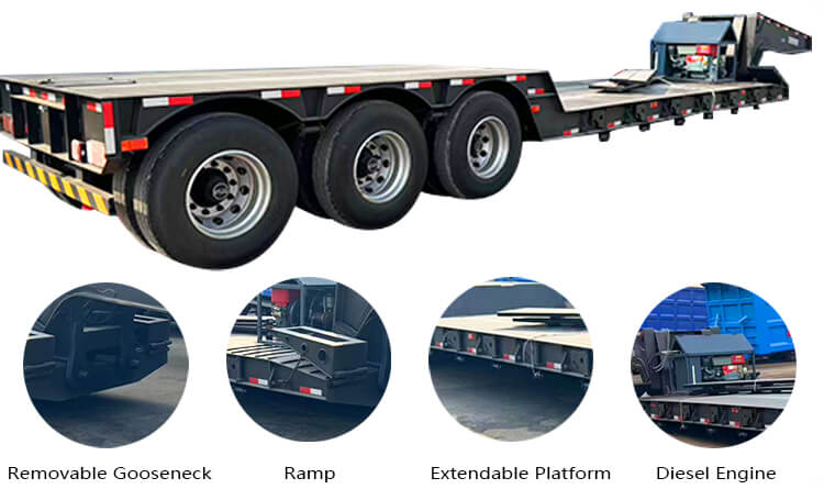 3 Axle Removable Gooseneck Lowboy Trailer for Sale in Mexico