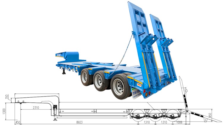 3 Axle 60 Ton Lowbed Truck Trailer for Sale in Mexico