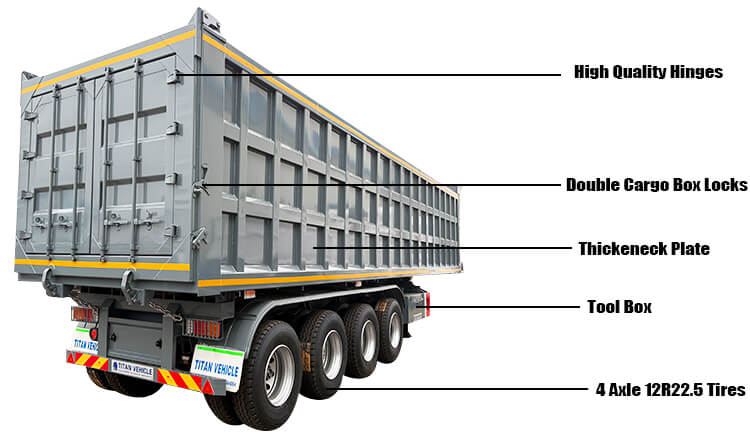 4 Axle 80 Ton Semi Dump Trailers for Sale Near Me in Mexico