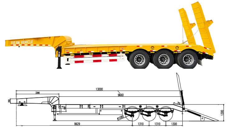 60 ton 3 axle lowbed semi trailer for sale in Mexico