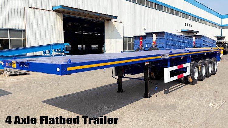 4 Axle 80 Ton Flat Bed Semi Trailer for Sale in Mexico