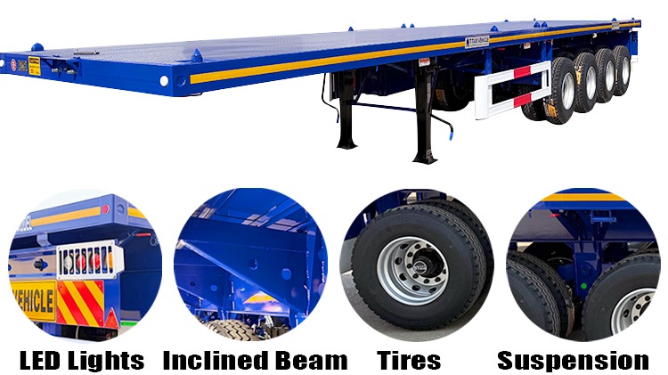 4 Axle 80 Ton Flat Bed Semi Trailer for Sale in Mexico